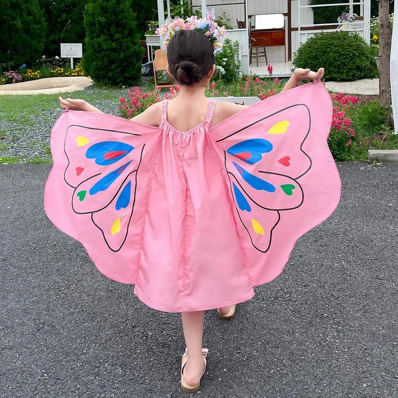 女童夏装连衣裙新款儿童韩版蝴蝶翅膀吊带裙女宝宝洋气公主裙