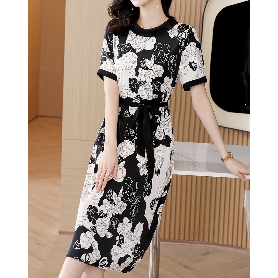 L115【水墨印花连衣裙】香港高端大牌重磅宽松连衣裙气质