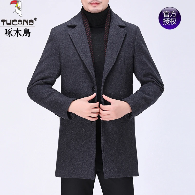 啄木鸟秋冬新款时尚羊毛大衣男商务轻奢男装休闲呢子双面加厚外套
