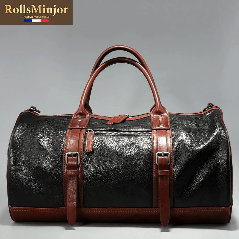 劳斯名爵旅行包男真皮手提包休闲短途出差牛皮旅行包袋单肩斜挎包