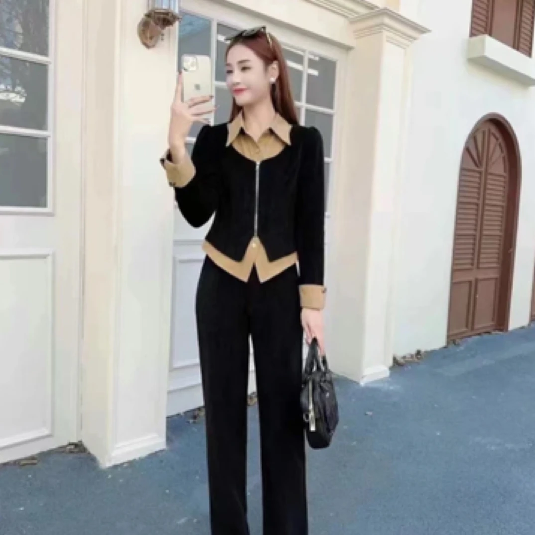 时尚套装裤显瘦上衣+微辣裤子秋冬