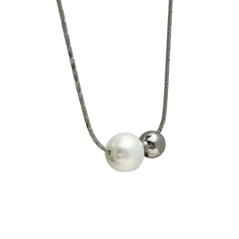 钛钢仿珍珠项链 不掉色珠珠项链女款高级轻奢小众坠链百搭首饰品