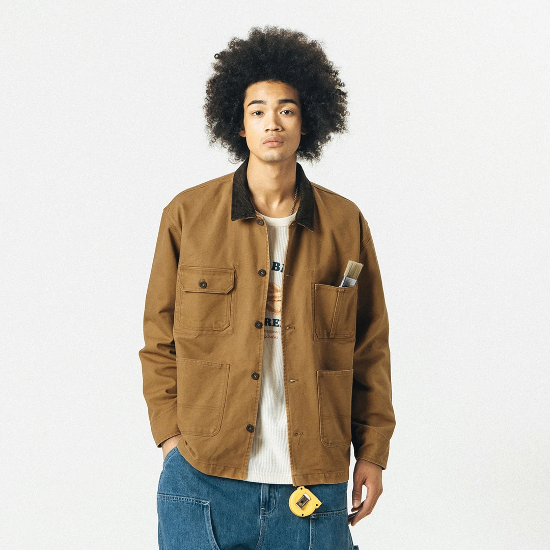 714street男装潮牌密歇根工装外套男秋冬款多口袋水洗夹克411505