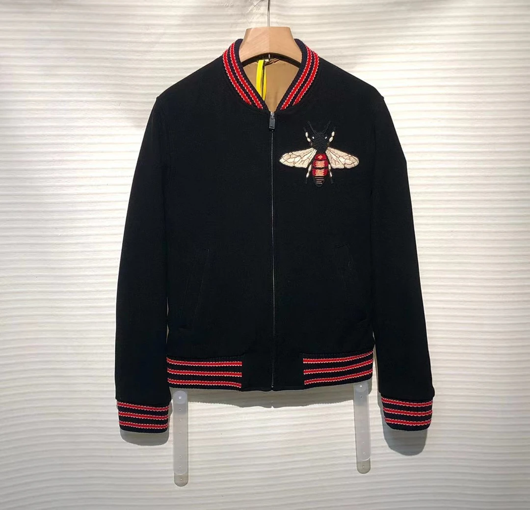 GUCCI/古驰 刺绣蜜蜂 黑色 夹克 外套/50码/全新带吊/XG-Y16187