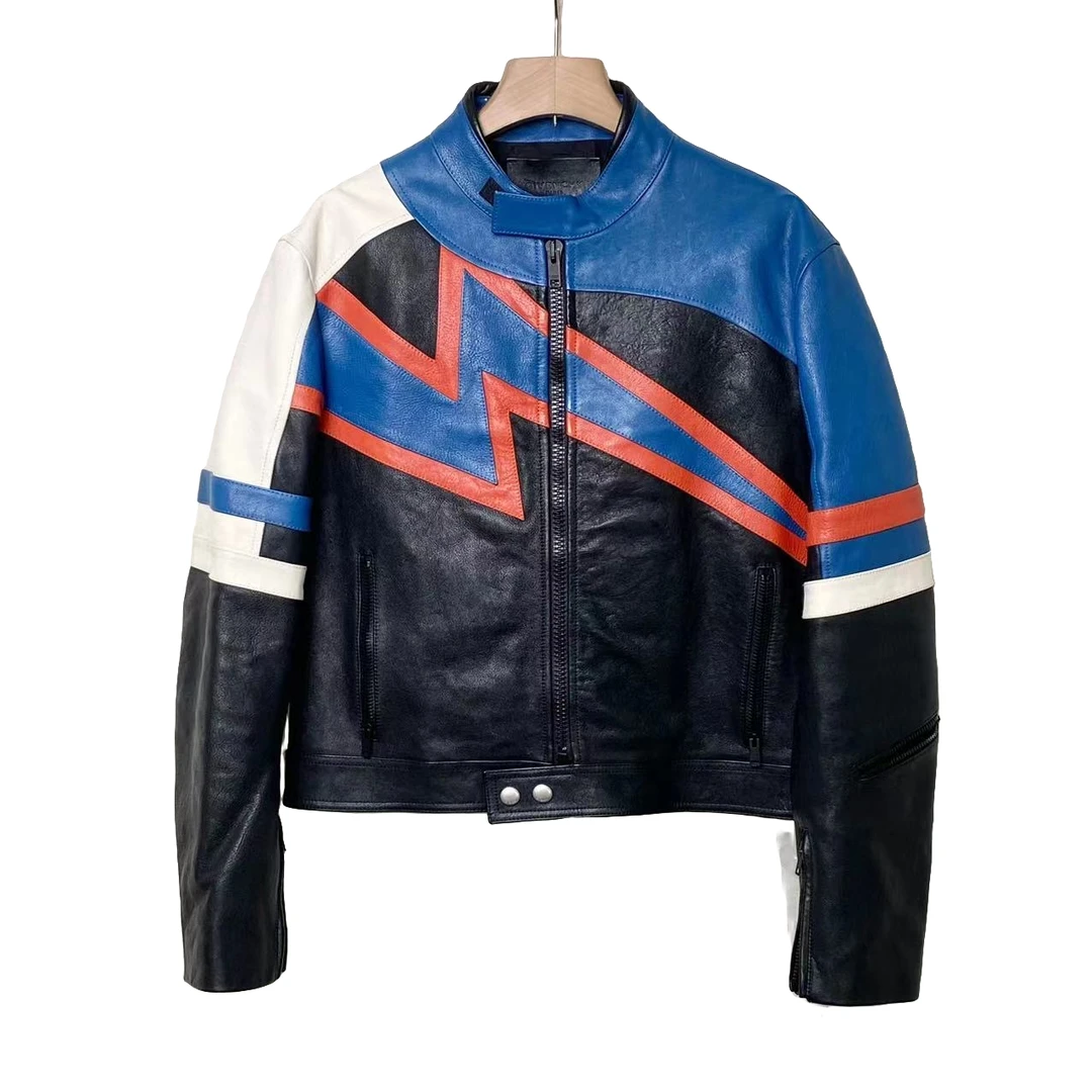 Givenchy/纪梵希 时尚 闪电拼接 皮衣 外套/54码/95+新/XG-Y17962
