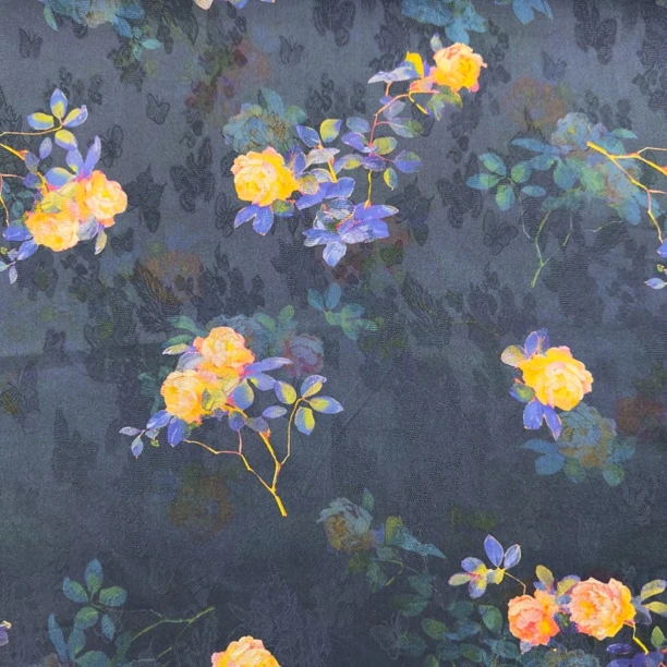 金小兔荣誉出品香云纱莨纱花罗面料吉祥月季