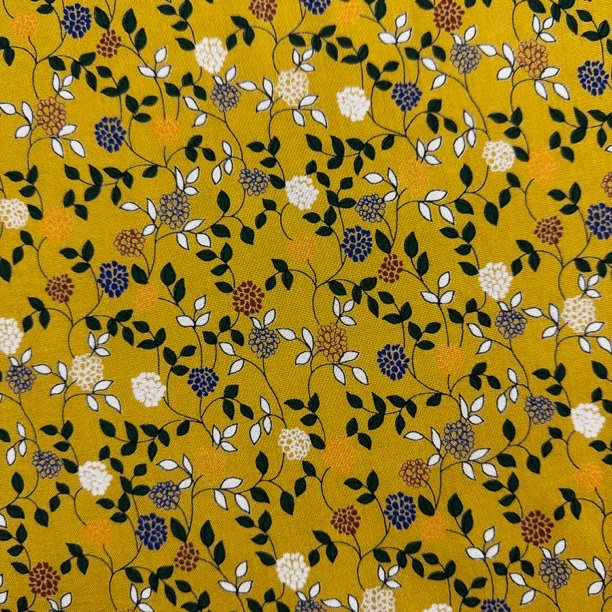 金小兔荣誉出品高密雕印棉绸亮黄小花面料