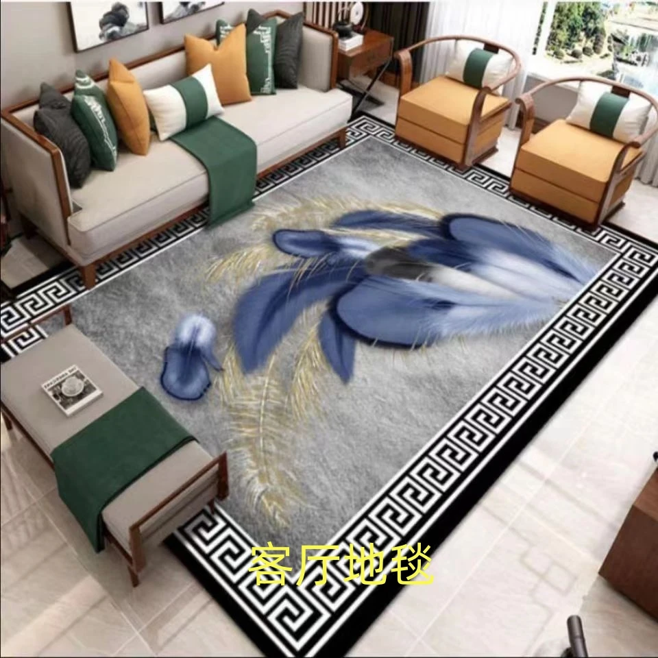 居家好物轻奢羽毛简约欧式客厅地毯入户门-水晶绒防滑防潮家用