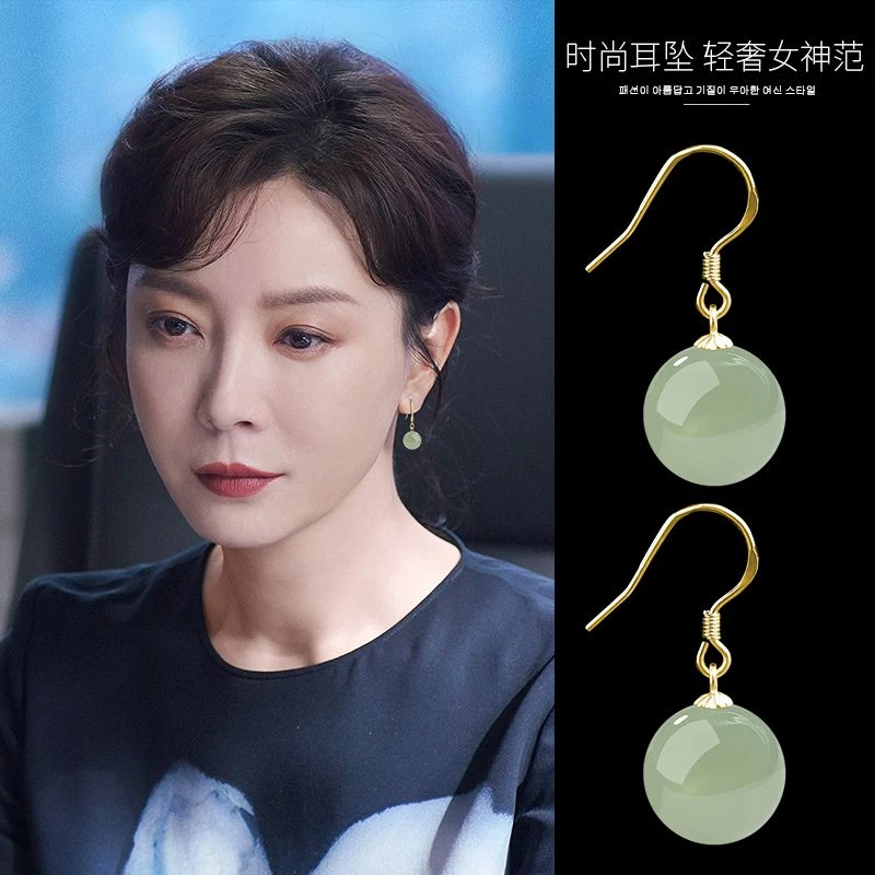 s925纯银玛瑙耳环新款爆款复古气质耳坠高端时尚简约耳饰女百搭