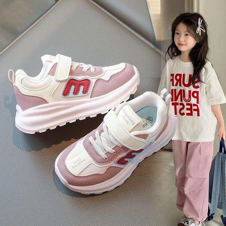 ABC女童运动鞋2024春秋季新款儿童软底透气休闲鞋中大童男童鞋子