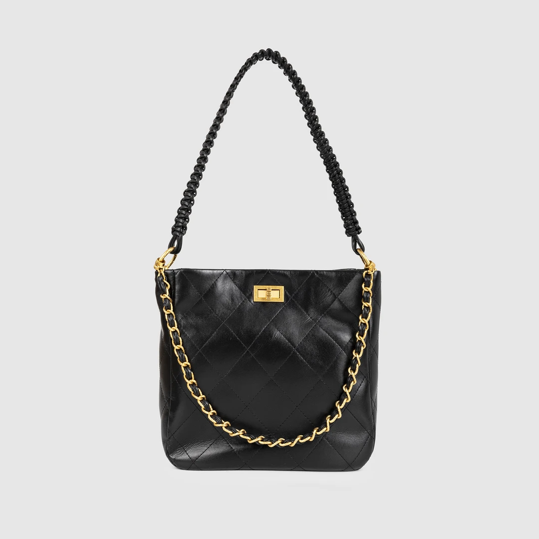 Discover  Revive时尚百搭菱格单肩斜挎大容量包包E483-黑色