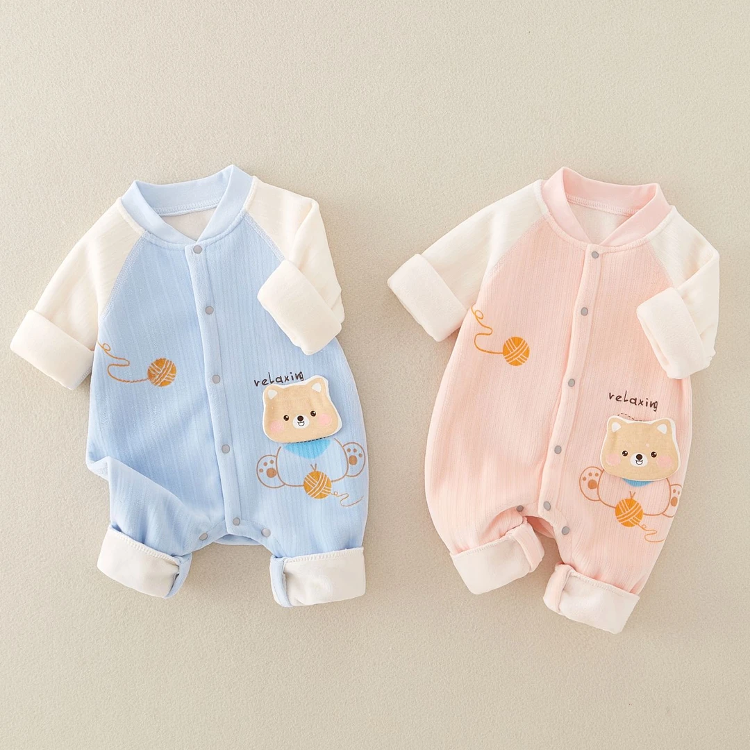 丹专属男女宝宝连体衣春秋婴儿哈衣长袖睡衣新生儿加绒保暖爬服外