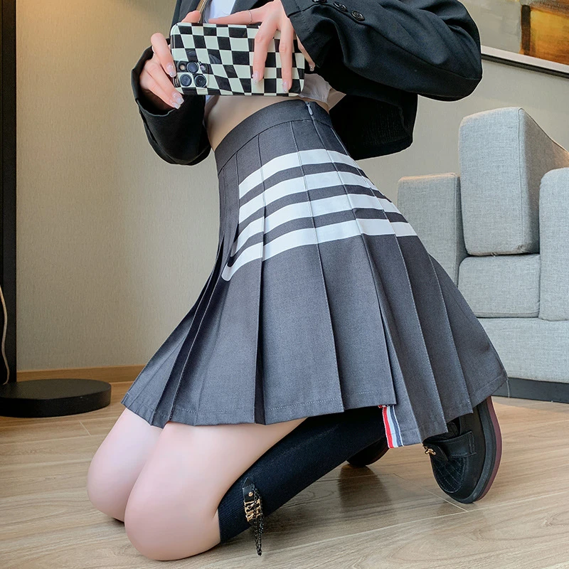 网红爆款夏季JK百褶裙女新款大码显瘦工装A字半身裙春秋运动短裙