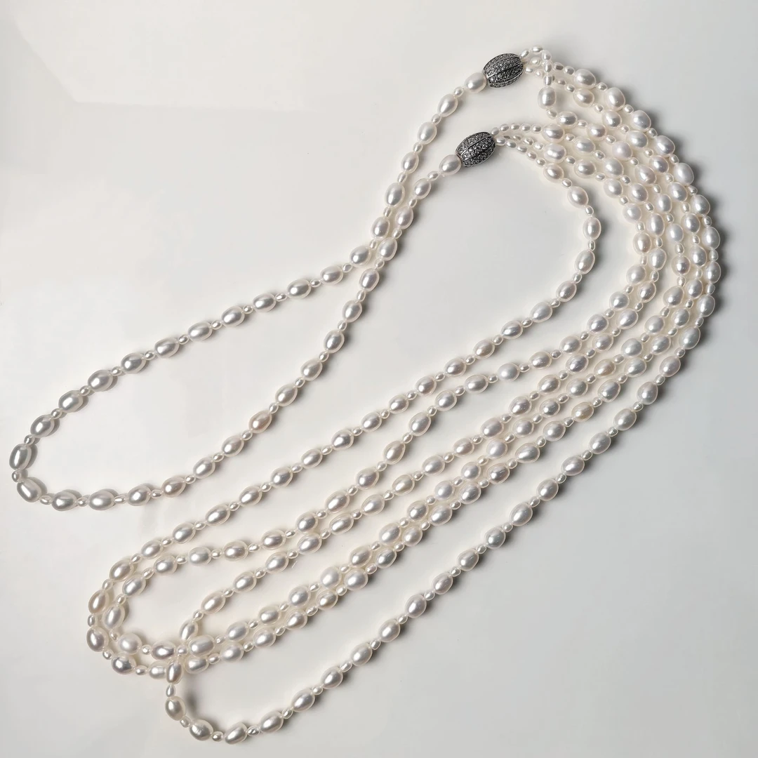 依俐西雅依俐西雅A401美人泪淡水珍珠多层毛衣链3-6mm