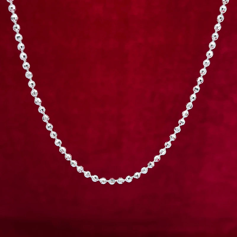 链子足银 纯银45厘米爆闪镭射珠项链时尚百搭闪珠链