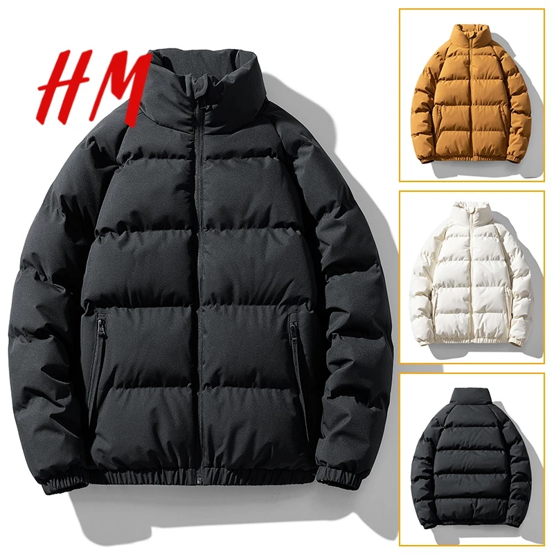 HM旗舰店大码男棉服棉衣男士休闲百搭加厚韩版立领潮牌情侣款棉袄