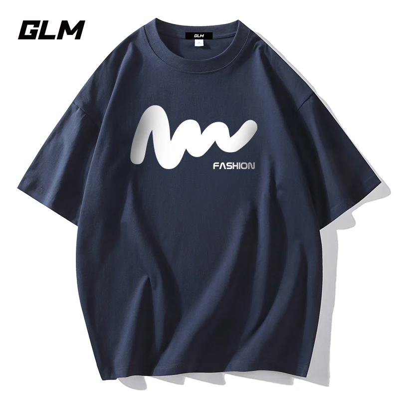 GLM夏季新款情侣短袖纯棉百搭宽松潮流日常休闲男女印花圆领T恤衫