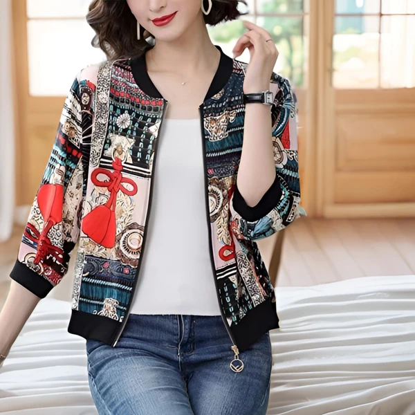 【中国结】60岁妈妈装春夏上衣女外套洋气长袖薄款印花百搭时尚开衫