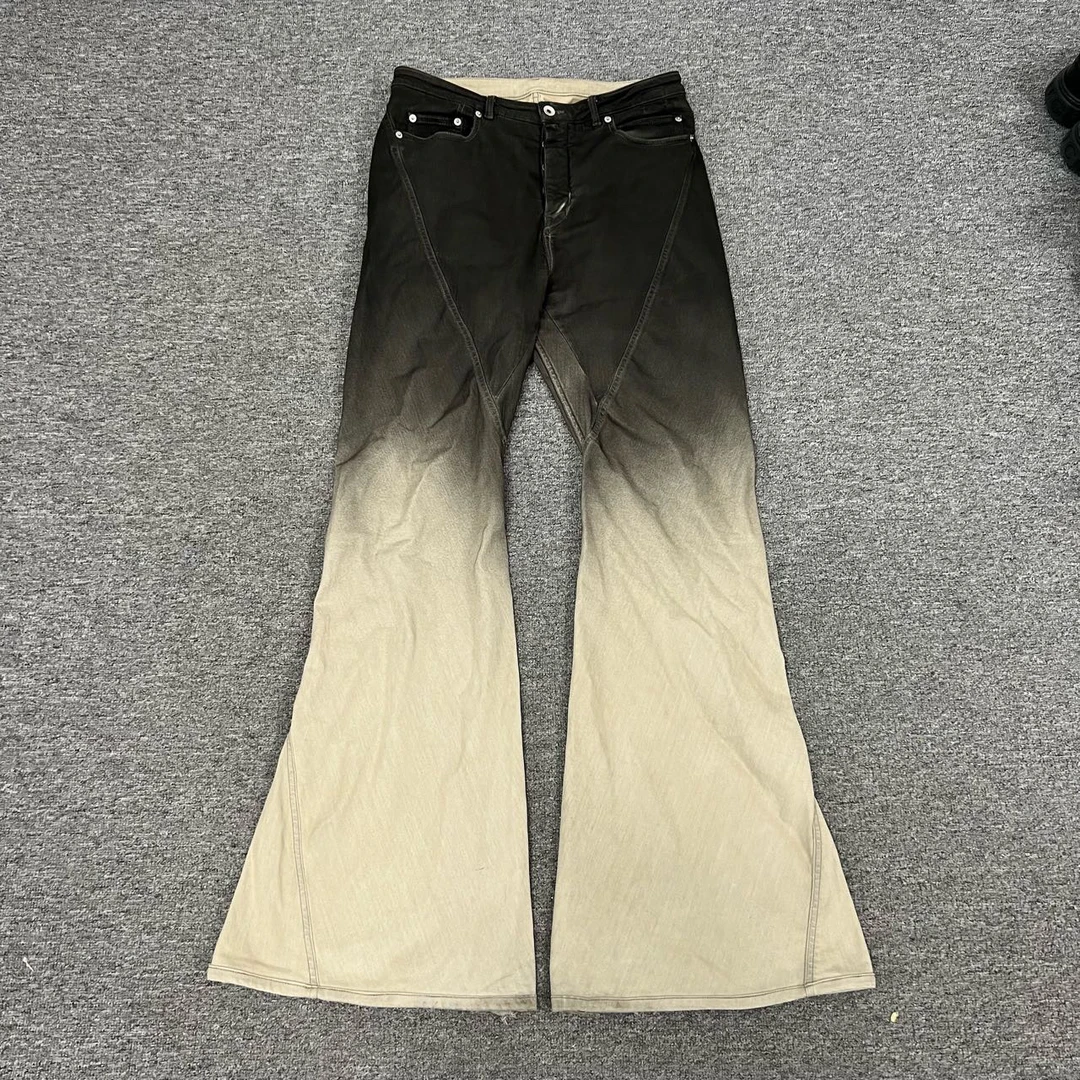 rick owens RO  渐变泥染 微辣阔腿裤 99 新