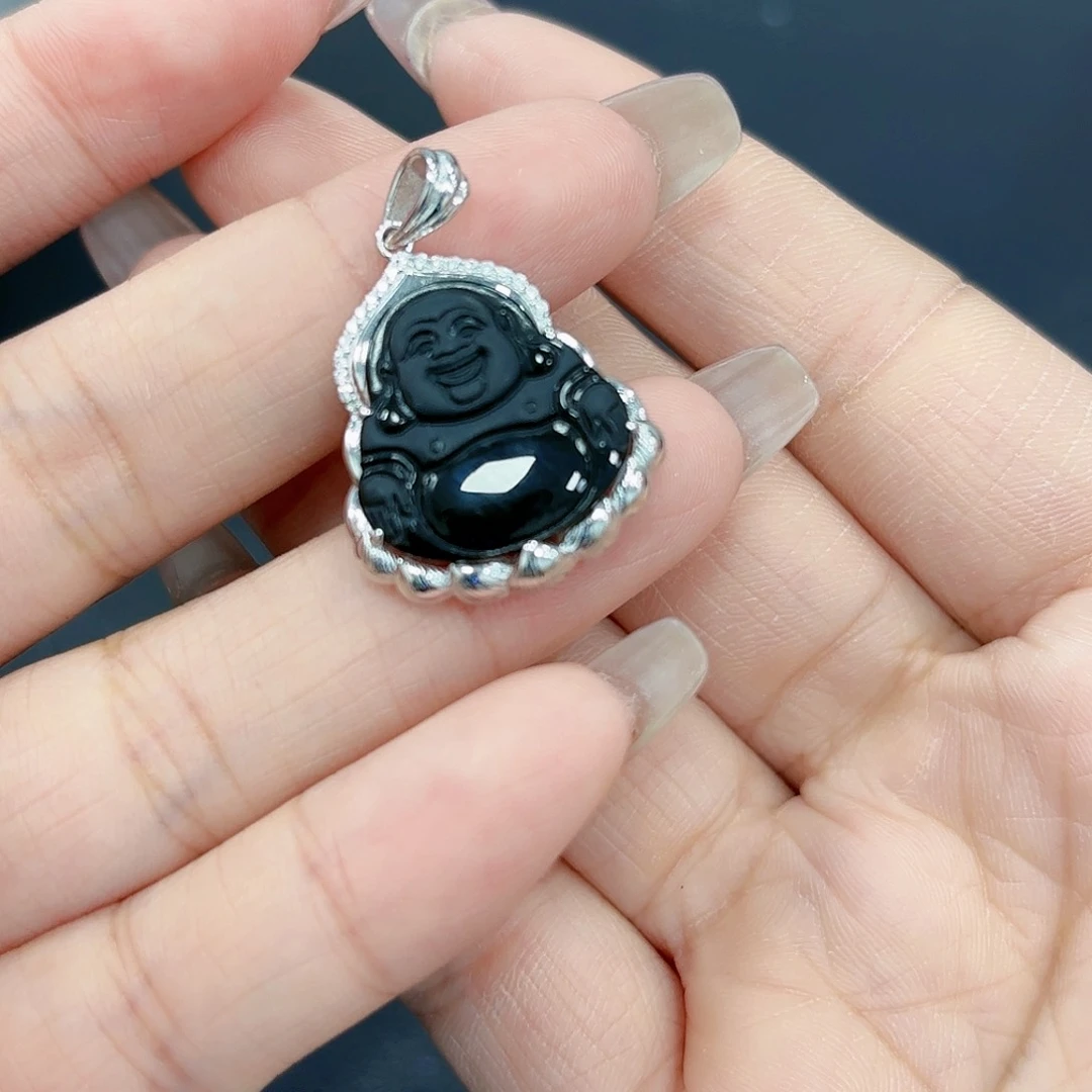 翡翠颈饰银S925镶嵌佛公