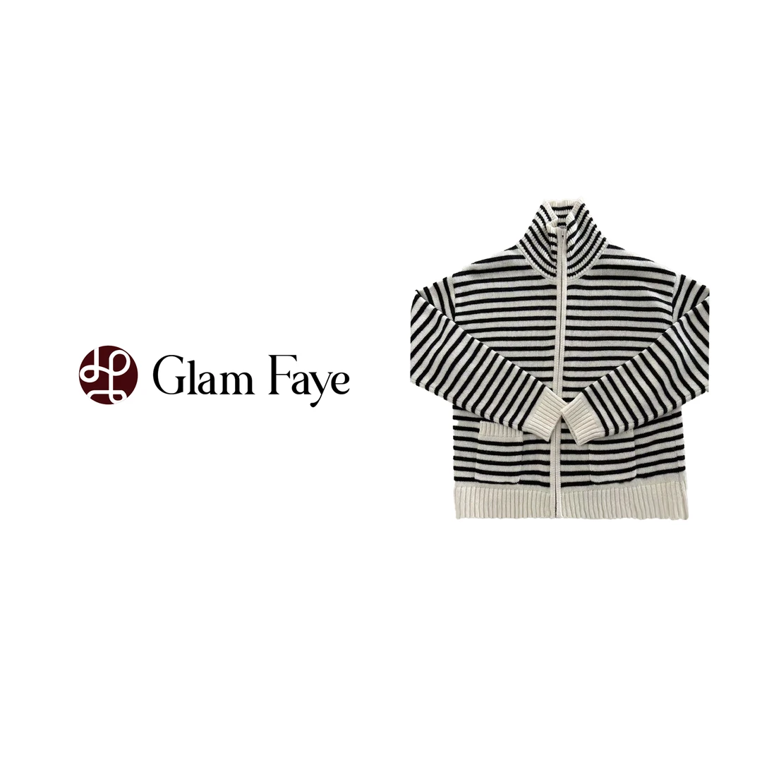 【写冬】条纹羊毛夹色拉链衫