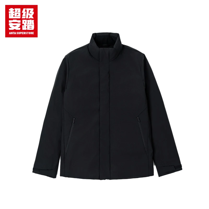 超级安踏2024冬款时尚立领短款白鸭绒羽绒服男休闲商务外套