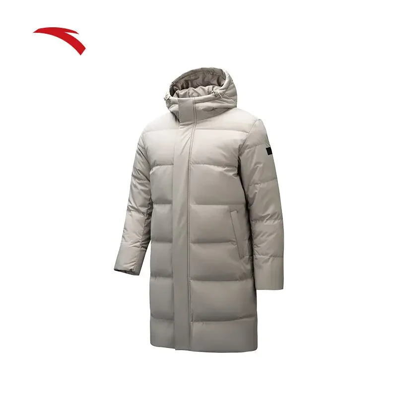 安踏速暖羽绒丨中长款羽绒服男2025春季新款防泼水外套