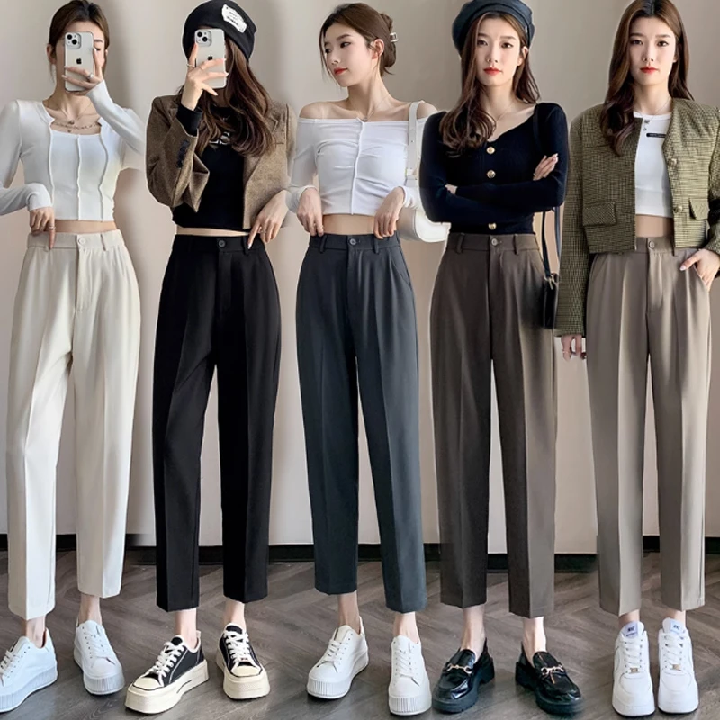 【小个子定制】黑色西装裤女2025早春新款高腰显瘦小个子烟管裤611
