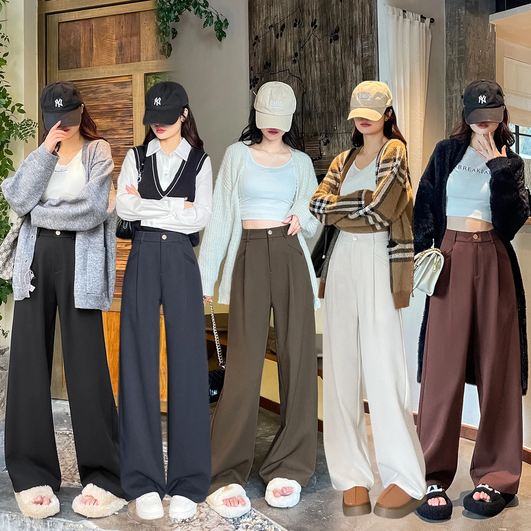 专柜品质~高级感窄版直筒裤女/巨百搭/2025早春垂感显瘦阔腿西裤