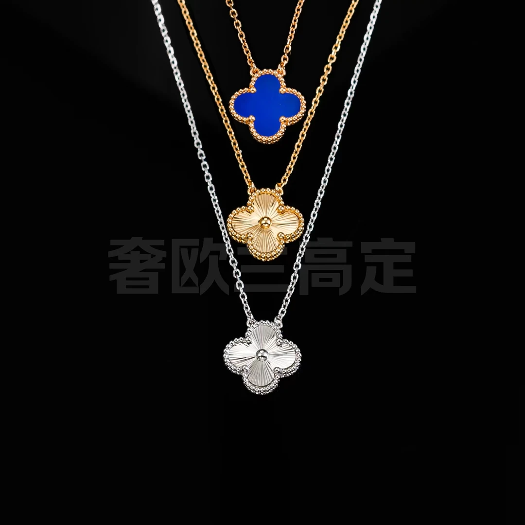 奢欧兰 坠链均925银 925银四叶幸运单花项链