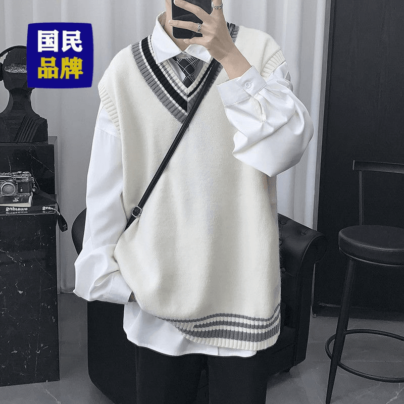 【小扬哥推荐】秋冬毛衣背心男潮牌ins港风情侣线衣马甲韩版潮流