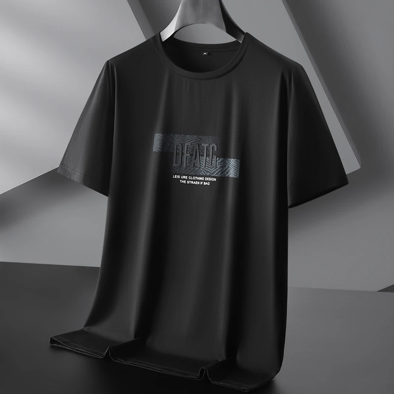 夏季新款冰丝莫代尔棉短袖男加肥加大半袖T恤宽松运动短袖薄上衣