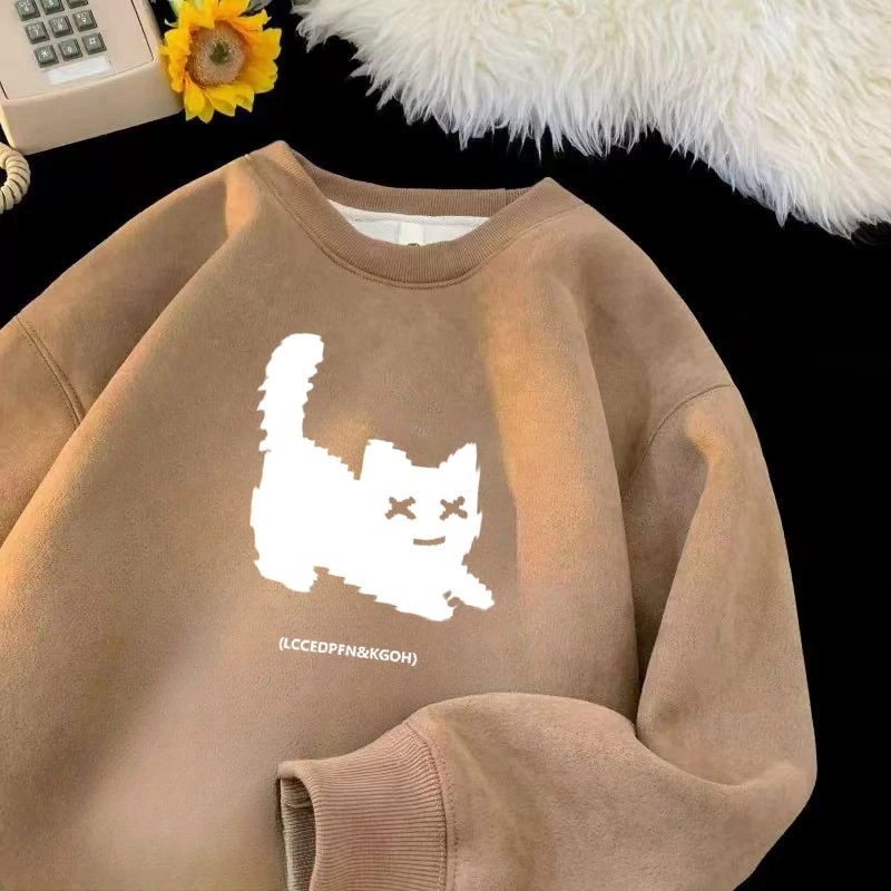 美式港风圆领卫衣男秋冬季新款复古重磅长袖t恤潮牌宽松长袖上衣