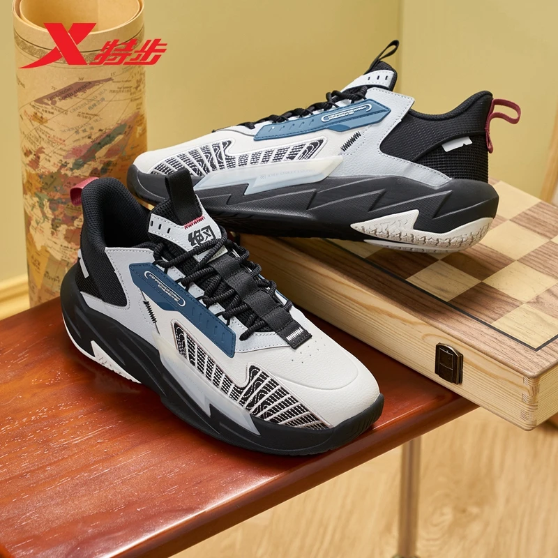 特步男鞋绝刃2.0板鞋潮流街头增高百搭运动鞋休闲老爹鞋19310076