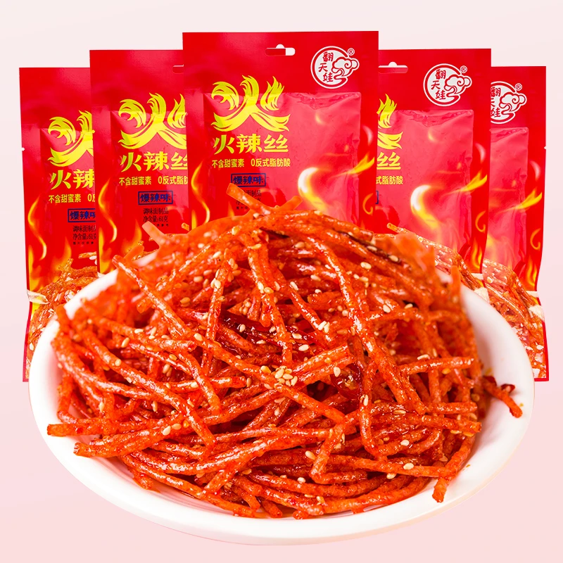 翻天娃火辣丝辣条爆辣味61g/袋爆汁调味面制品湖南解馋休闲零食