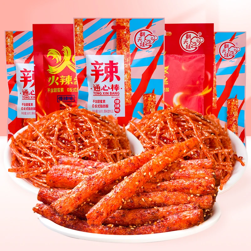 【翻天娃】通心棒火辣丝辣条组合爆辣香辣棒湖南追剧解馋休闲零食