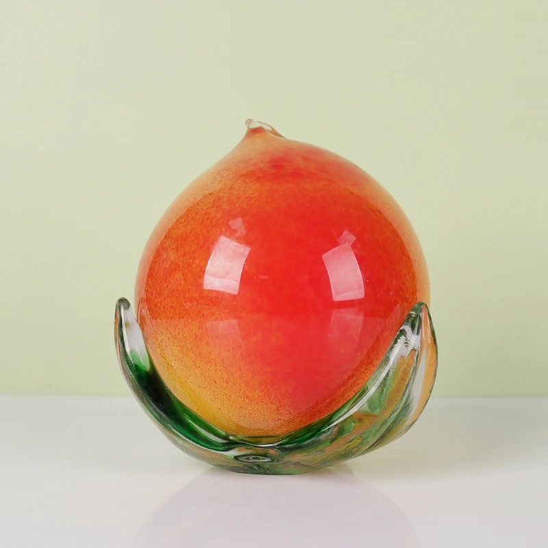 手工中号琉璃桃子摆件