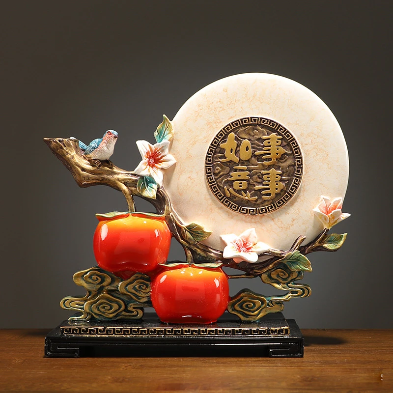 霍森柿子摆件柿柿如意创意新中式酒柜装饰摆件结婚乔迁礼物（YY）