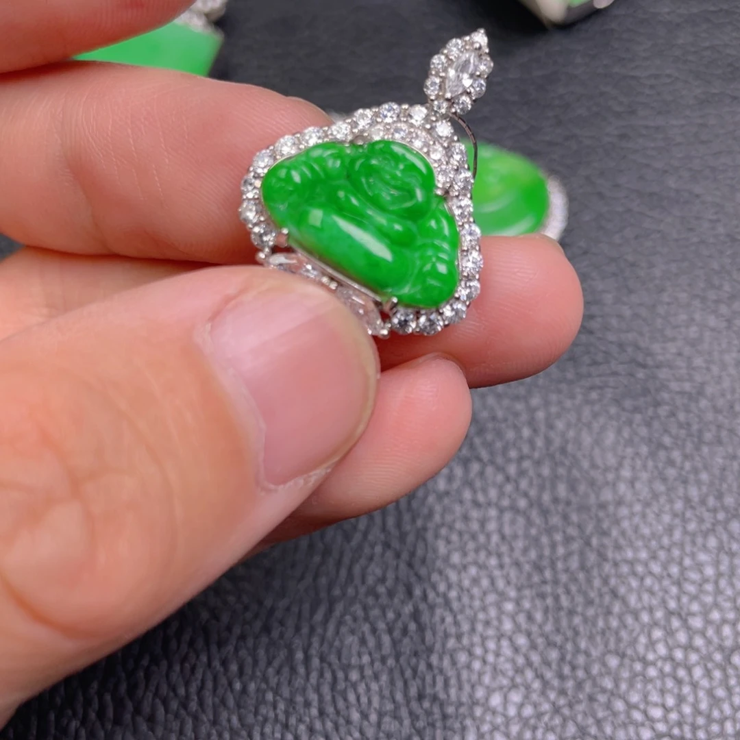翡翠吊坠(不含链)银S925镶嵌
