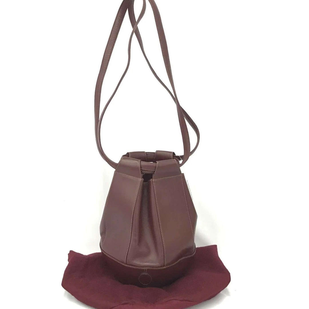 95新 Cartier/卡地亚 卡地亚Cartier斜挎水桶包波尔多红