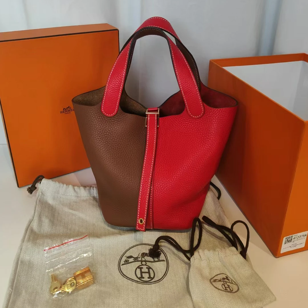 99新 Hermes/爱马仕 爱马仕/Hermes 拼色 菜篮子18 Y刻
