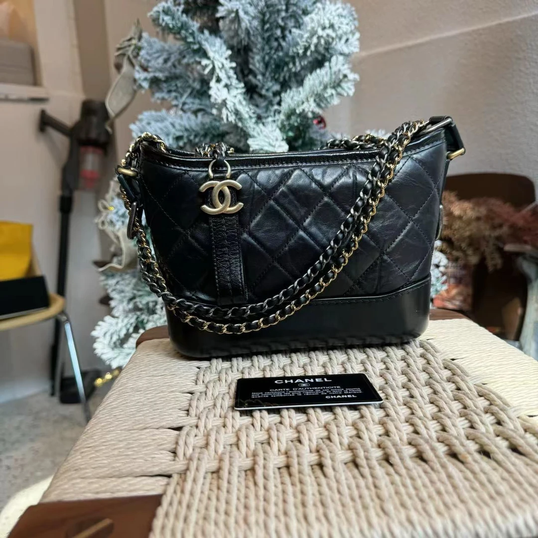 95新 Chanel/香奈儿 大全套黑金小号流浪包
