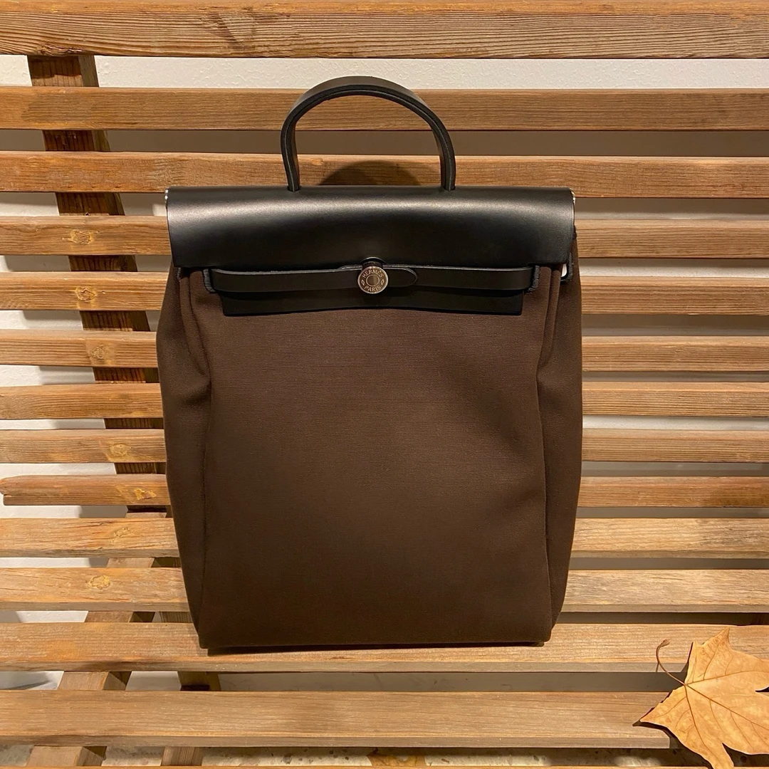 99新 Hermes/爱马仕 herbag双肩包乌木色Y刻