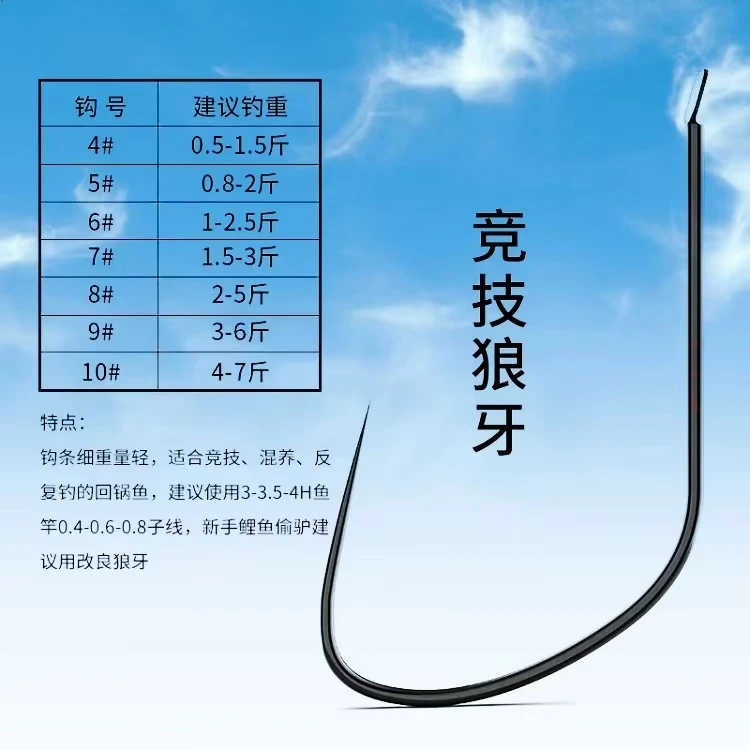 竞技狼牙黑坑专用无结子线双钩20付装