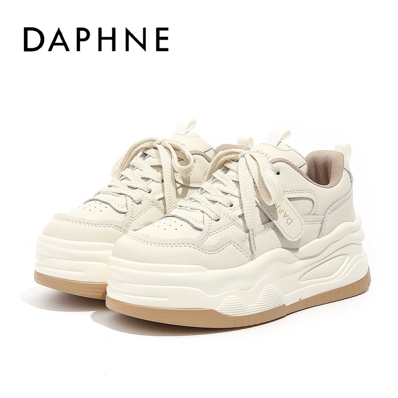 Daphne/达芙妮小白鞋女款2025秋冬新款时尚百搭厚底增高休闲女鞋