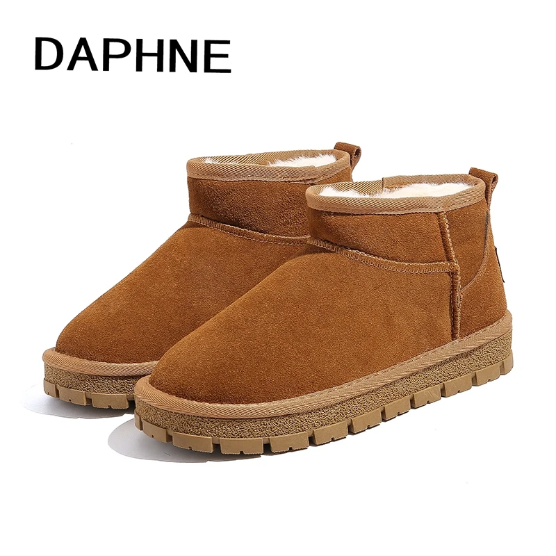 Daphne/达芙妮2024年秋冬保暖雪地靴女加绒加厚棉鞋保暖防滑短靴