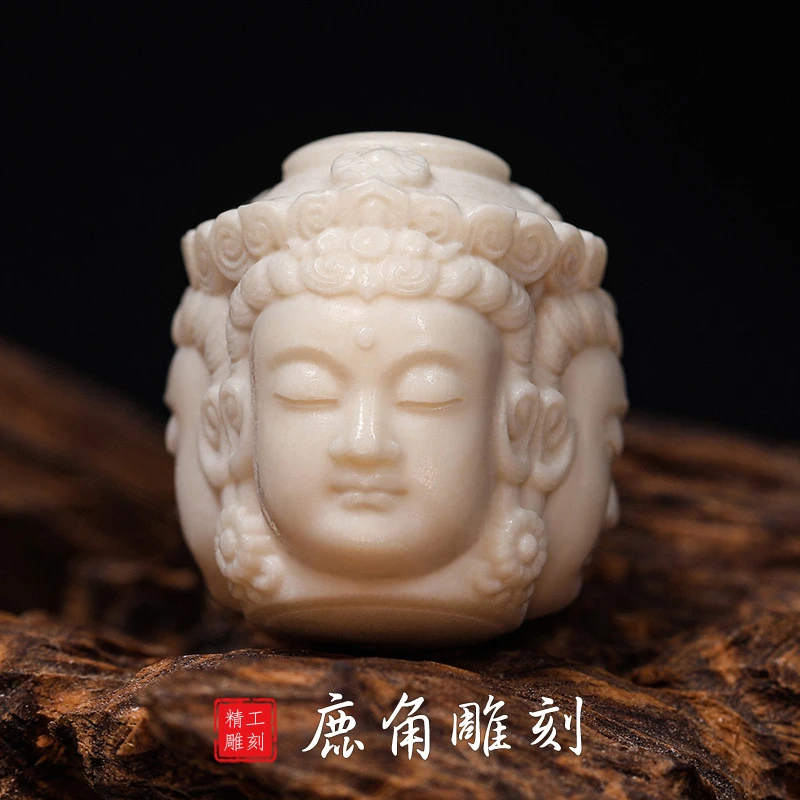 鹿角雕刻diy配饰单珠挂件文玩手串配件菩萨吊坠饰品精美个性时尚