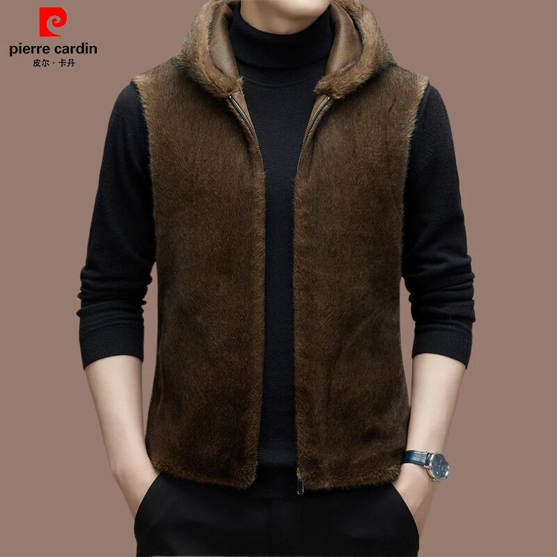 皮尔卡丹国际大牌男士轻奢男士皮毛一体马甲背心双面穿冬季保暖男