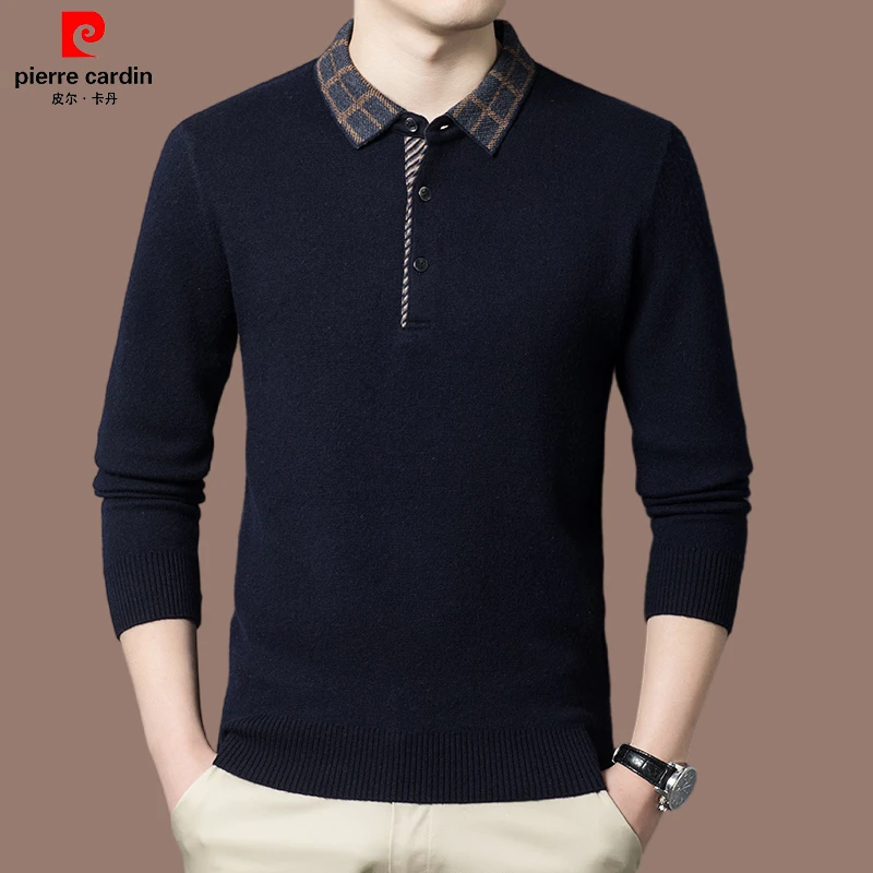 【皮尔卡丹】高档轻奢男士羊毛衫100%纯羊毛polo秋冬季中老年爸爸装