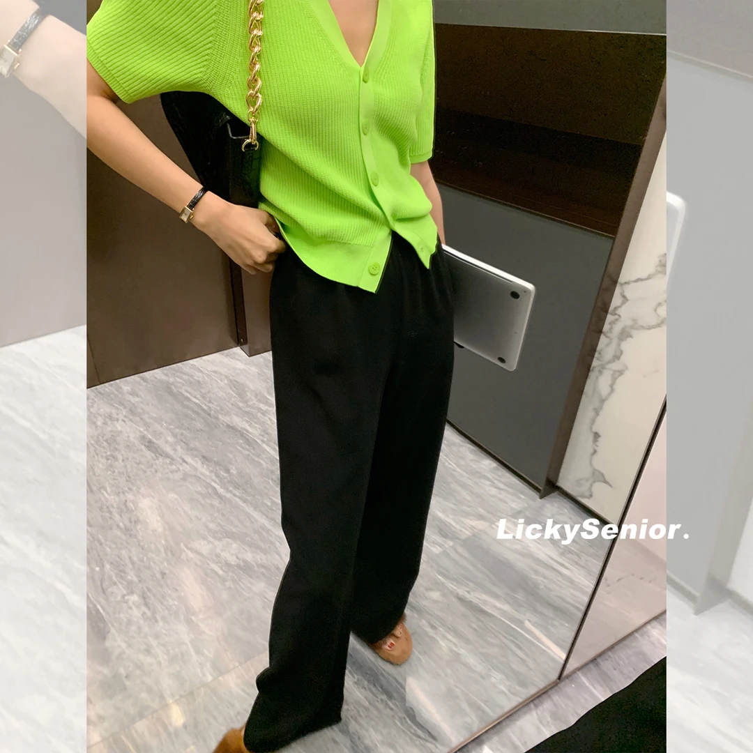 LICKYSENIOR 70醋酸 防晒甩甩裤高腰休闲裤女春垂感宽松